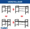 Collage showing the adjustable nature of a kitchen shelf unit. Produktbild-Vorschau