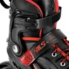 Close-up of a black and red inline skate. Voir les images du produit