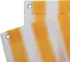 A close-up view of a striped fabric with grommets. Produktbild-Vorschau