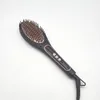 A black electric hair straightening brush with rose gold accents is shown against a white background. Produktbild-Vorschau