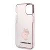 A clear product shot of a pink iPhone case with a cartoon cat graphic. Náhled obrázku produktu