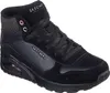A black Skechers high-top sneaker is shown against a white background. Produktbild-Vorschau