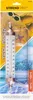 A thermometer packaged in its retail packaging, with a background image depicting a sunny beach scene and a snowy landscape. Náhled obrázku produktu