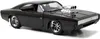 A black 1970 Dodge Charger R/T model car with a prominent supercharger on the hood, displayed against a white background. Náhľad obrázku produktu