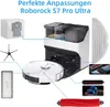 A collage of accessories for a Roborock S7 Pro Ultra robot vacuum cleaner, with labels and close-ups of individual parts. Produktbild-Vorschau