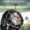 A close-up of a smartwatch with a picture of a person on the screen, with text describing its features. Podgląd zdjęcia produktu