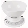 A white mechanical kitchen scale with a bowl on top, isolated on a white background. Produktbild-Vorschau