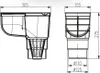 Technical drawings of a gutter downpipe adapter with dimensions. Produktbild-Vorschau