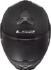 A front view of a black motorcycle helmet. Voir les images du produit
