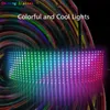 A display of colorful LED lights arranged in a grid, with swirling colorful lights in the background. Podgląd zdjęcia produktu