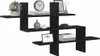 A black wooden wall shelf with various decorative items on it. Podgląd zdjęcia produktu