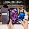 A person is holding a phone case with a phone inside, and another person is in the background behind a counter. Produktbild-Vorschau