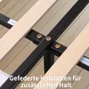 Close-up of a bed frame showing wooden slats and metal supports. Produktbild-Vorschau