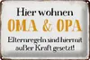 Blechschild Spruch 30x20cm hier wohnen Opa und Oma Retro Produktbild-Vorschau 2