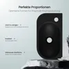 A black ceramic sink is displayed on a light gray background, with descriptive text highlighting its features. Anteprima dell’immagine prodotto
