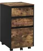 A mobile filing cabinet with three drawers and a wood-grain finish is shown against a white background. Produktbild-Vorschau