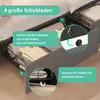 Close-up view of the storage drawers of a bed frame, showing the interior and mechanisms. Produktbild-Vorschau