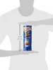 A person's torso and arms are shown holding a can of Pringles chips. A ruler is placed next to the can, indicating its height. Produktbild-Vorschau