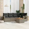 6-tlg. Garten-Sofagarnitur mit Kissen Grau Poly Rattan Produktbild-Vorschau 1
