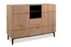 Kommode Ted 120cm 3 Türen - Eiche/schwarz Produktbild-Vorschau 3