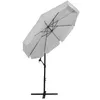 A white patio umbrella with a black stand and pole, shown against a white background. Náhľad obrázku produktu