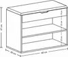 A line drawing of a shoe cabinet with dimensions indicated. Produktbild-Vorschau