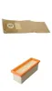 A vacuum cleaner bag and a filter are shown against a white background. Produktbild-Vorschau