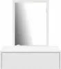 A white vanity table with a mirror and a single drawer, presented against a white background. Voir les images du produit