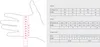 A hand outline with a measuring tape and size charts for gloves. Produktbild-Vorschau
