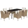 The Living Store 7-tlg. Garten-Essgruppe mit Kissen Beige Produktbild-Vorschau 3