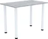 A rectangular table with a gray textured top and four white legs, shown from a front-side angle against a white background. Náhled obrázku produktu