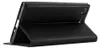 A black leather flip case for a smartphone, shown in a standing position. Náhľad obrázku produktu