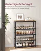 A shoe rack filled with shoes, with text describing its features. Produktbild-Vorschau