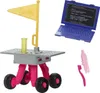 A Barbie astronaut doll accessory set with a rover, laptop, toothbrush, and toothpaste. Produktbild-Vorschau