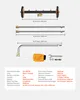 A diagram showing a pressure washer undercarriage cleaner and its accessories, with a table of specifications. Podgląd zdjęcia produktu