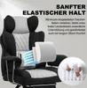A gaming chair with text overlays highlighting its features. Produktbild-Vorschau