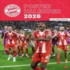 A group of soccer players celebrating with a trophy on a field, with a promotional banner above them. Produktbild-Vorschau