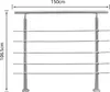 Jiubiaz Treppengeländer 150cm 5 Querstreben Edelstahl Produktbild-Vorschau 2
