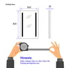 Diagram showing the dimensions of a mirror and hands holding a measuring tape, with a note in German. Náhled obrázku produktu
