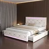 UnboxG Polsterbett 140x200 cm Beige Samt mit 4 Schubladen, Produktbild-Vorschau 3
