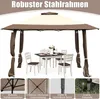 A pop-up gazebo with a table and chairs set up underneath, with detail shots of its construction. Voir les images du produit