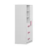 A white children's bookshelf with pink handles against a white background. Produktbild-Vorschau