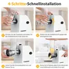 Four steps showing how to assemble and use a meat grinder. Produktbild-Vorschau