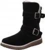 A black boot with fur lining and buckles, shown against a white background. Produktbild-Vorschau
