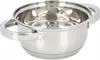 A stainless steel cooking pot with two handles is shown against a white background. Náhled obrázku produktu