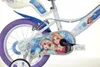 Close-up of a children's bicycle with cartoon characters and snowflakes. Voir les images du produit