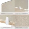 Collage of close-up shots of a desk divider, highlighting its features and materials. Náhled obrázku produktu