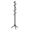 A black coat rack shaped like a tree with multiple branches acting as hooks. It has a tripod base. Náhled obrázku produktu