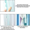 A collage of images showcasing curtain details and features, with accompanying German text. Náhled obrázku produktu