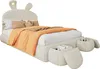 A child's bed with a bunny-shaped headboard, decorated with pillows and a blanket. Náhled obrázku produktu